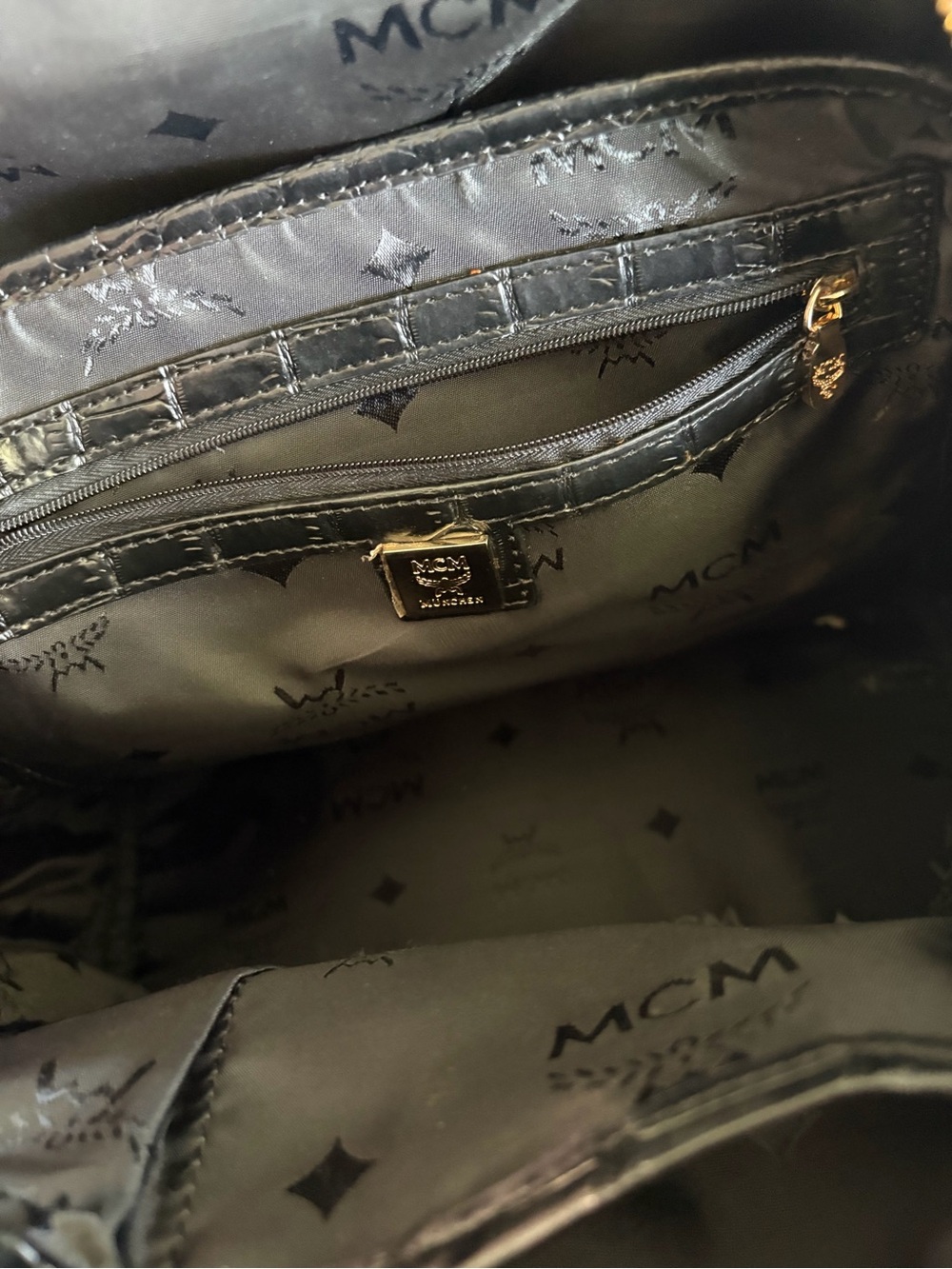 MCM Visetos Studded Mini Backpack - Black & Beige Snakeskin - Picture 12 of 13